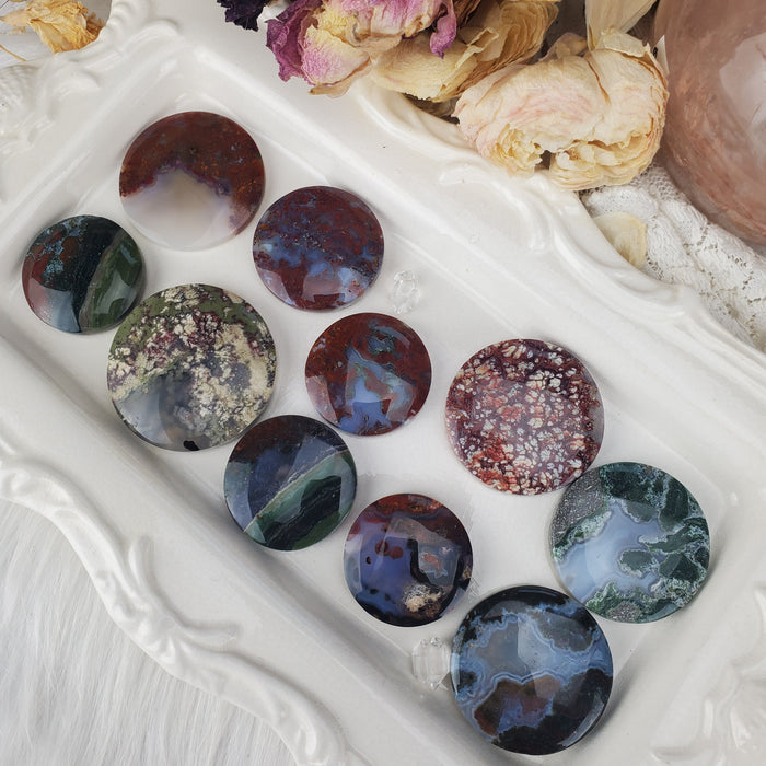 Moss Agate Round Cabochons