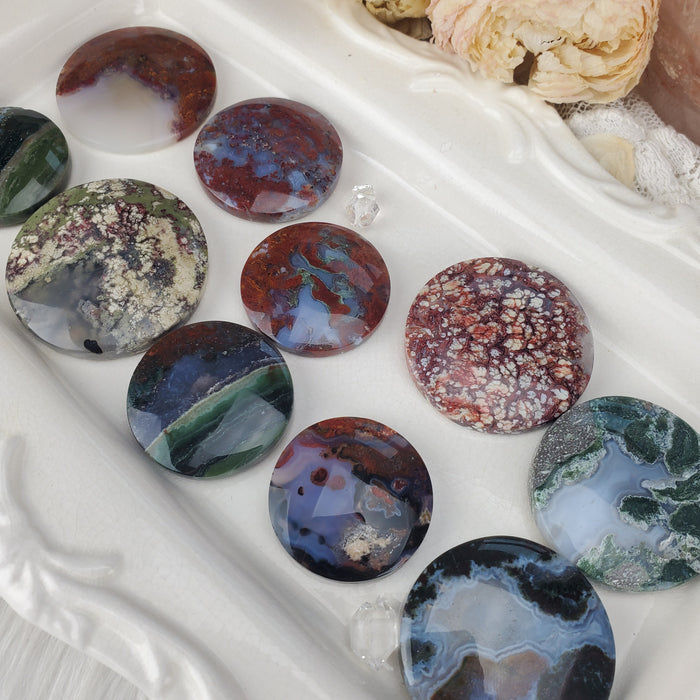 Moss Agate Round Cabochons