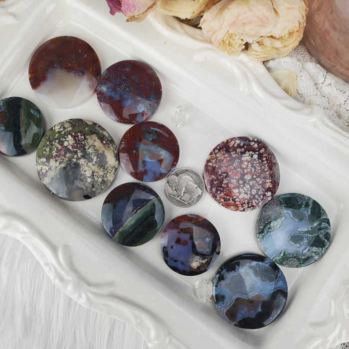 Moss Agate Round Cabochons