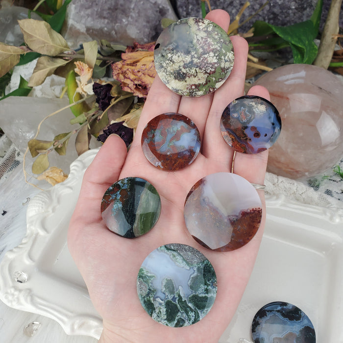 Moss Agate Round Cabochons