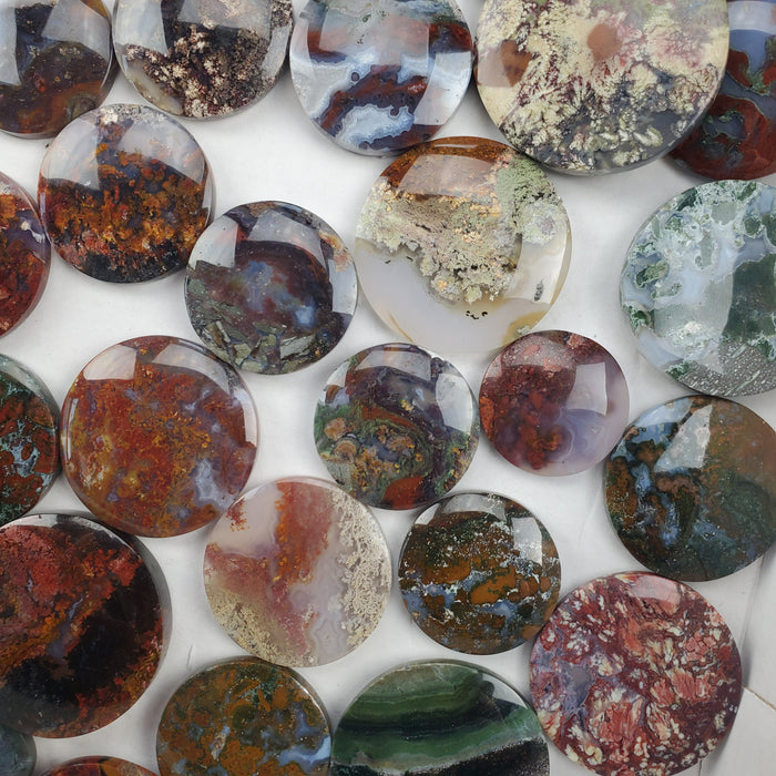 Moss Agate Round Cabochons