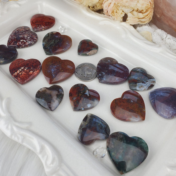 Moss Agate Hearts