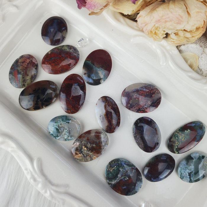 Moss Agate Oval Cabochons