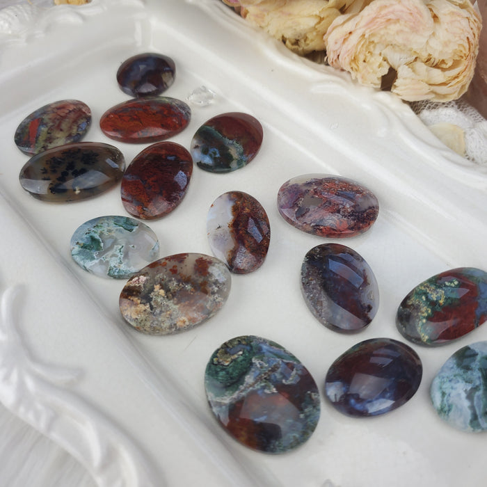 Moss Agate Oval Cabochons