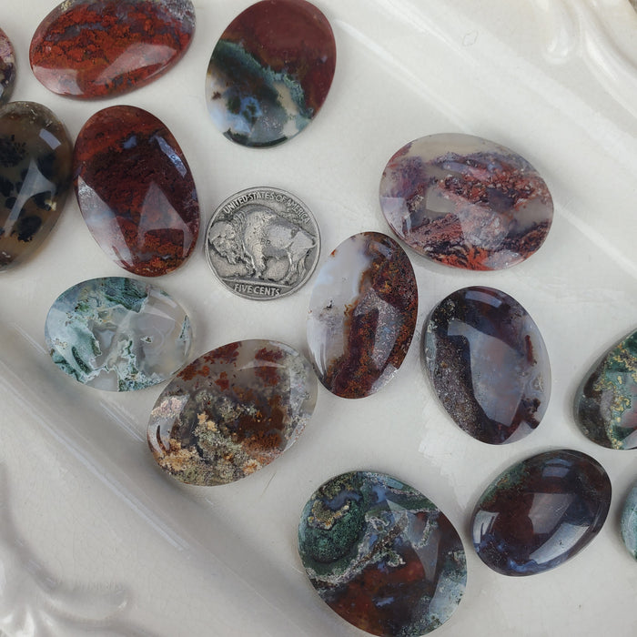 Moss Agate Oval Cabochons