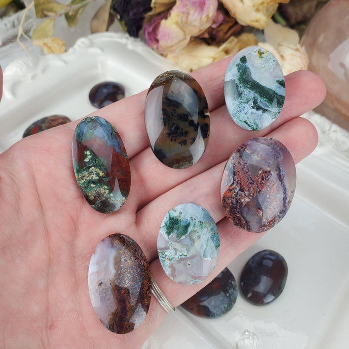 Moss Agate Oval Cabochons