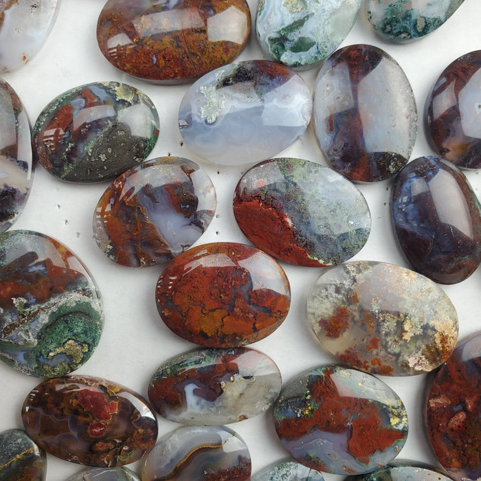 Moss Agate Oval Cabochons