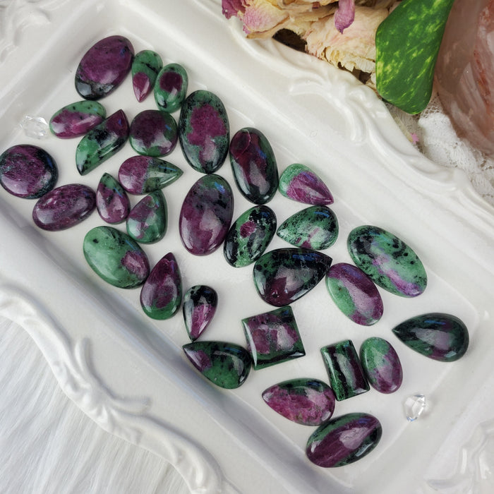 Ruby in Zoisite Cabochons