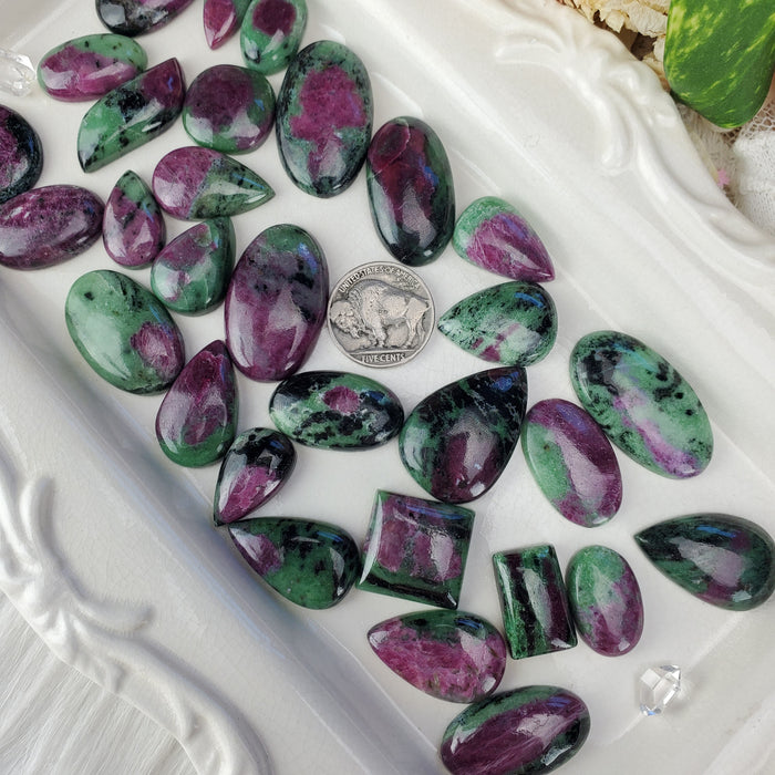 Ruby in Zoisite Cabochons