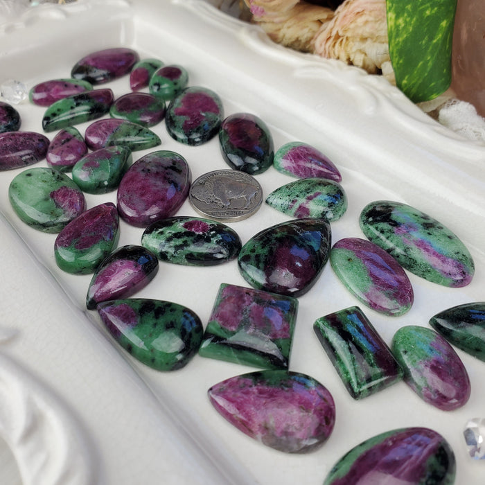 Ruby in Zoisite Cabochons