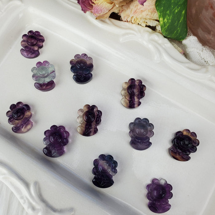 Fluorite Sunflower Cabochons