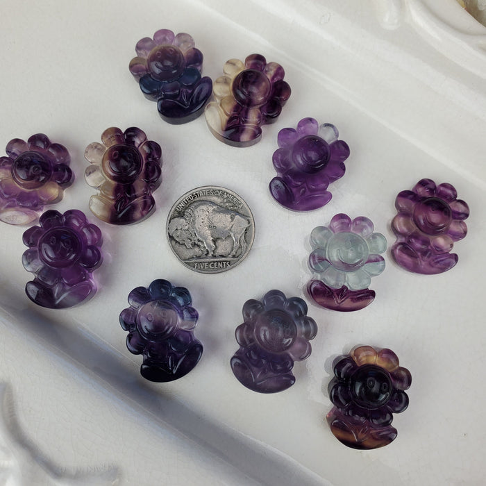 Fluorite Sunflower Cabochons