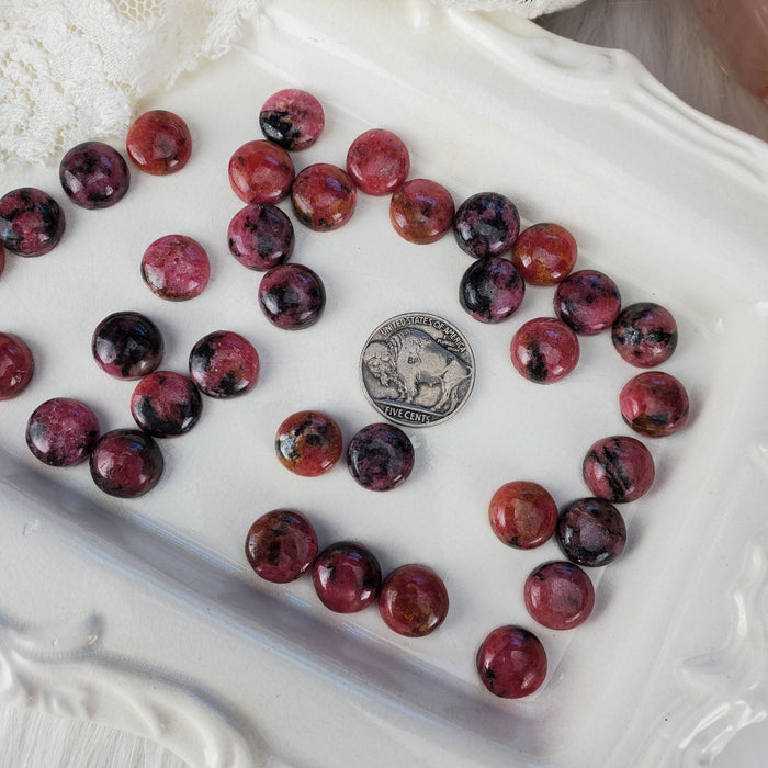 Rhodonite Round Cabochons, 12mm