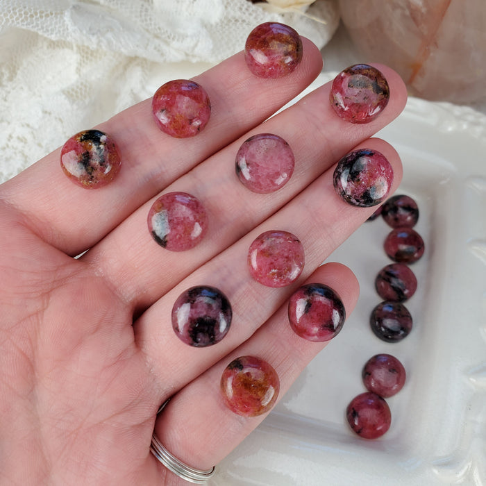 Rhodonite Round Cabochons, 12mm