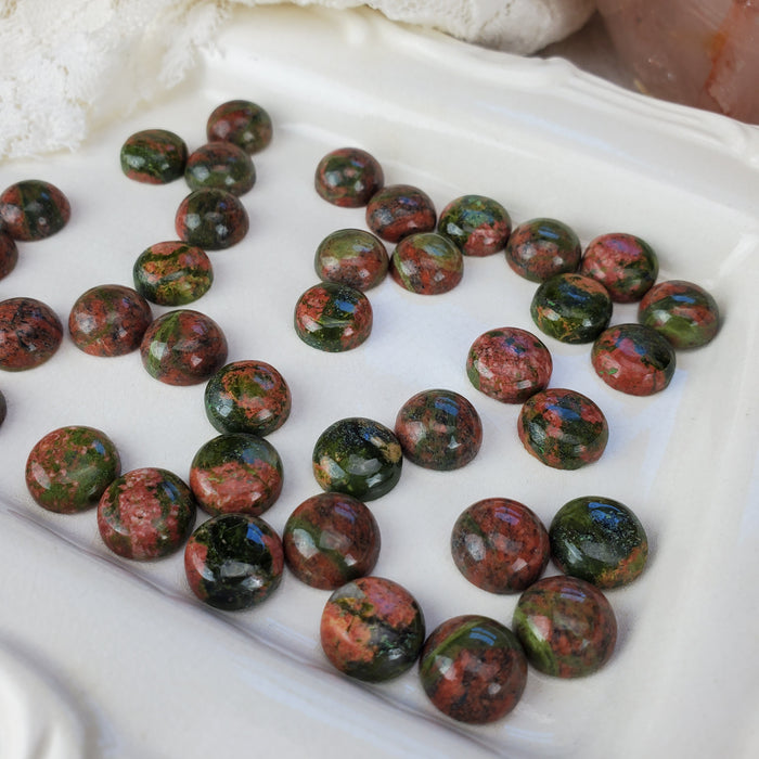 Unakite Round Cabochons, 12mm