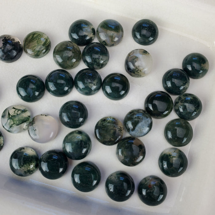 Moss Agate Round Cabochons, 12mm