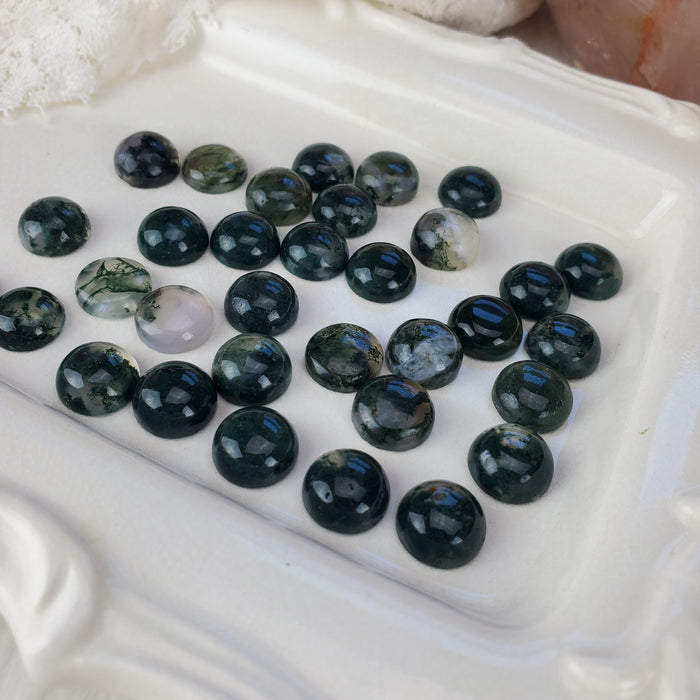 Moss Agate Round Cabochons, 12mm