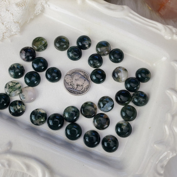 Moss Agate Round Cabochons, 12mm