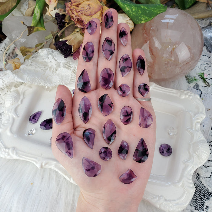 Trapiche Amethyst Rose Cut Cabochons