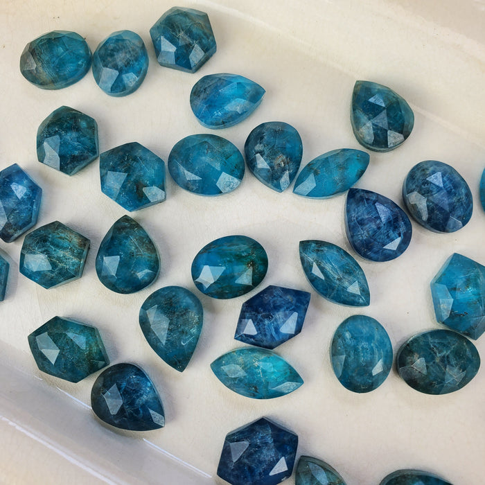 Blue Apatite Doublets, Rose Cut