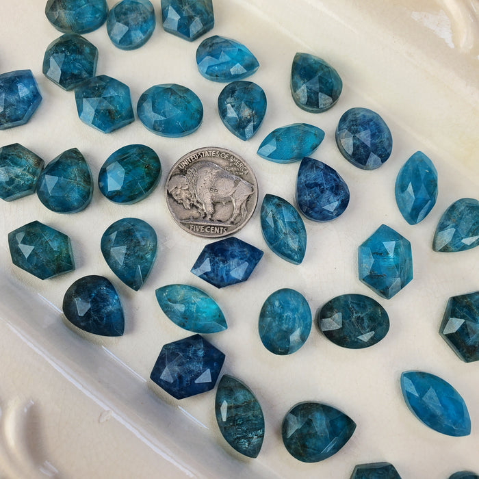 Blue Apatite Doublets, Rose Cut