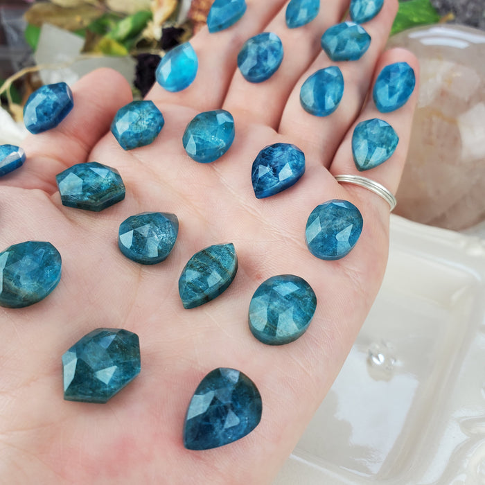 Blue Apatite Doublets, Rose Cut