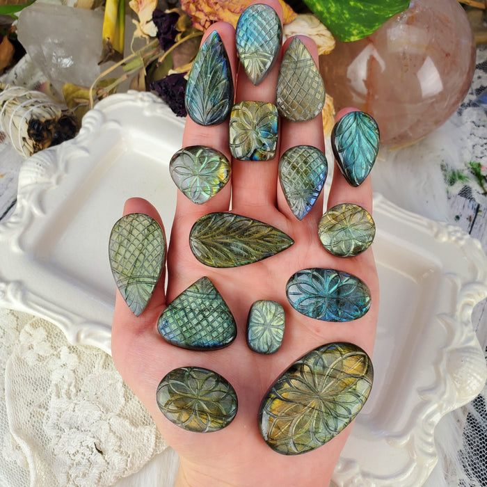 Labradorite Carved Cabochons