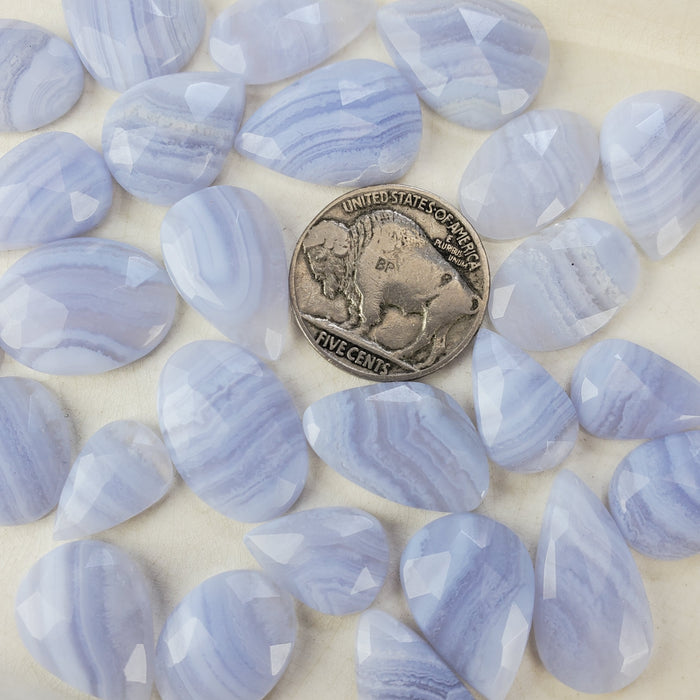 Blue Lace Agate Rose Cut Cabochons