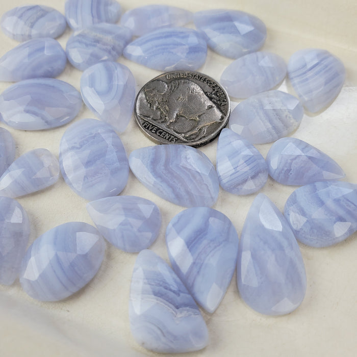 Blue Lace Agate Rose Cut Cabochons