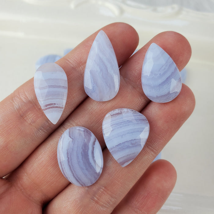 Blue Lace Agate Rose Cut Cabochons