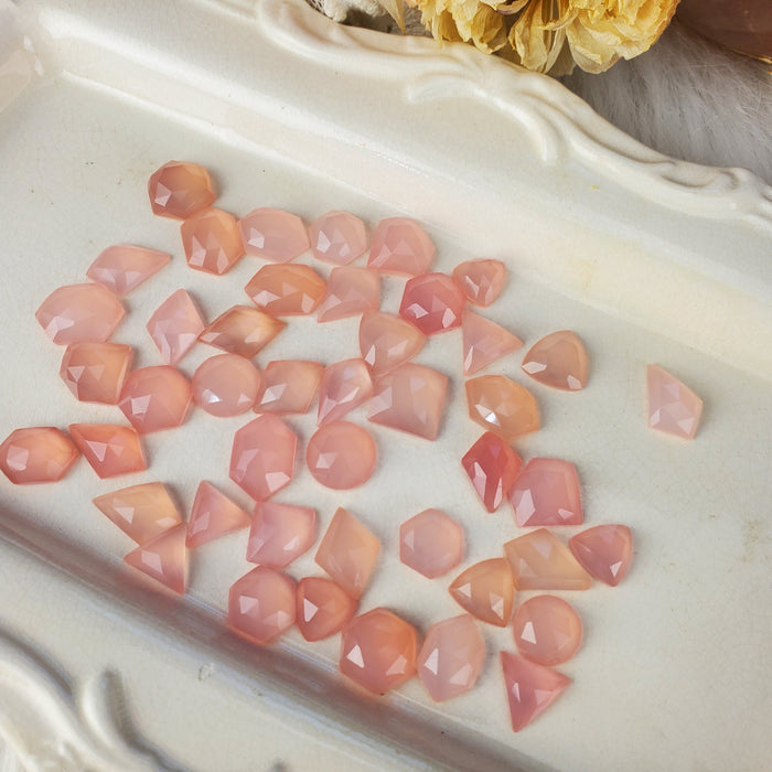 Pink Chalcedony Rose Cut Cabochons