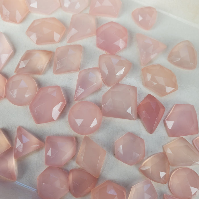 Pink Chalcedony Rose Cut Cabochons