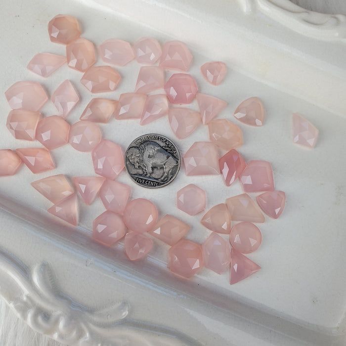 Pink Chalcedony Rose Cut Cabochons