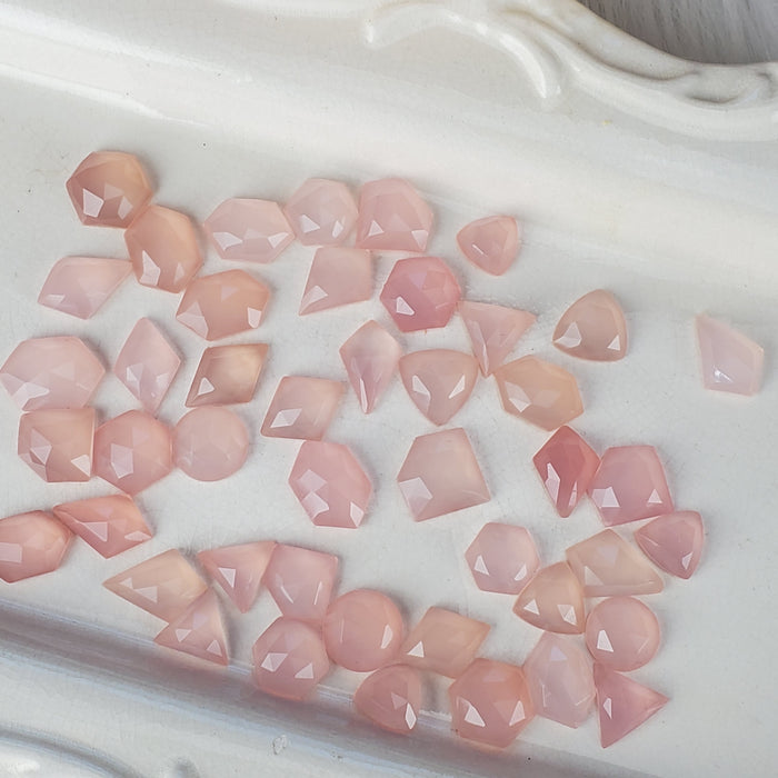 Pink Chalcedony Rose Cut Cabochons