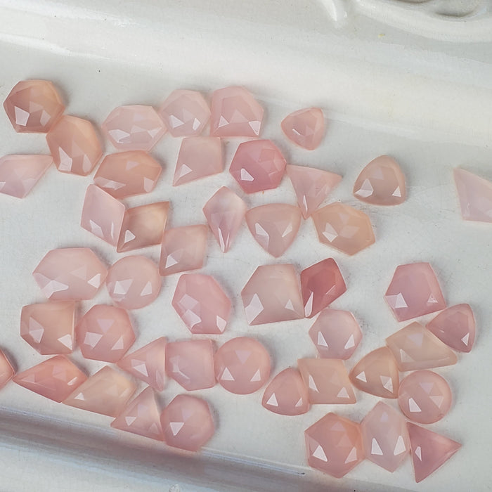 Pink Chalcedony Rose Cut Cabochons