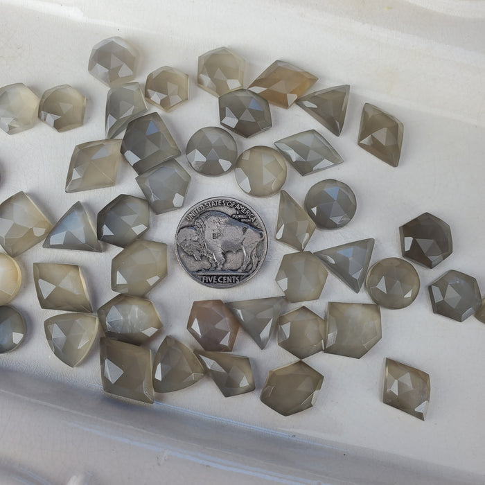 Grey Moonstone Rose Cut Cabochons