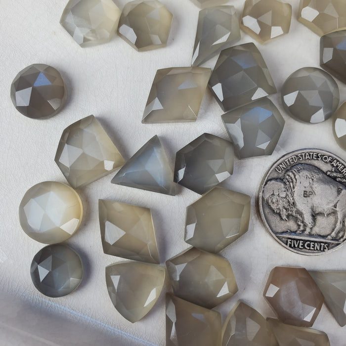 Grey Moonstone Rose Cut Cabochons