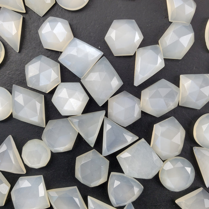 White Moonstone Rose Cut Cabochons