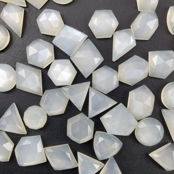 White Moonstone Rose Cut Cabochons