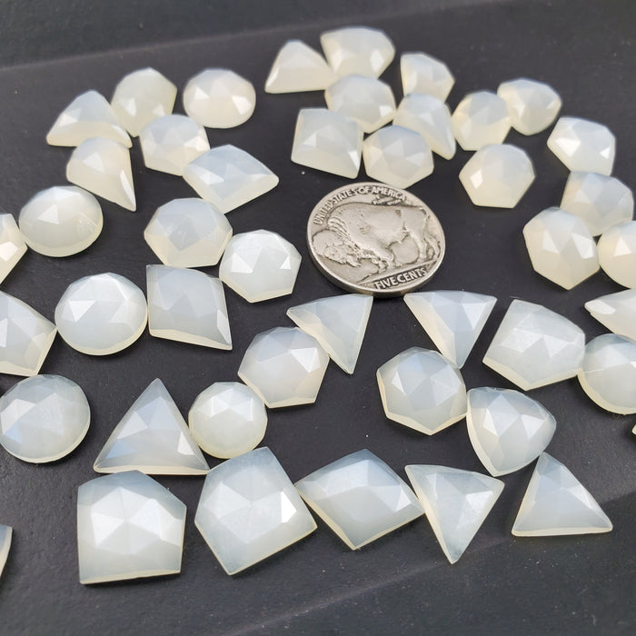 White Moonstone Rose Cut Cabochons