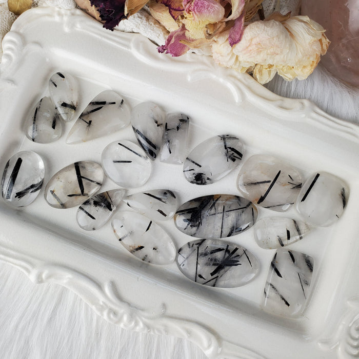 Black Tourmaline Quartz Cabochons