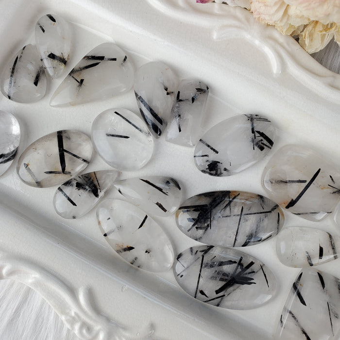 Black Tourmaline Quartz Cabochons