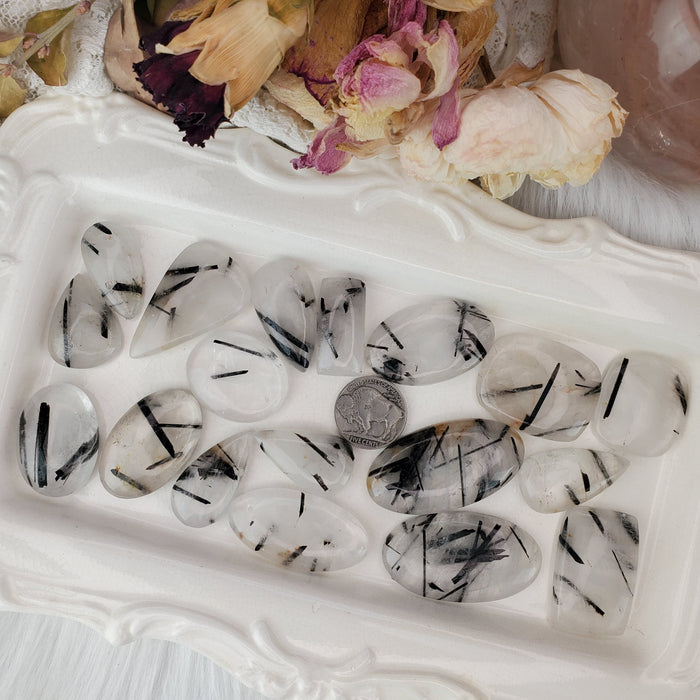 Black Tourmaline Quartz Cabochons