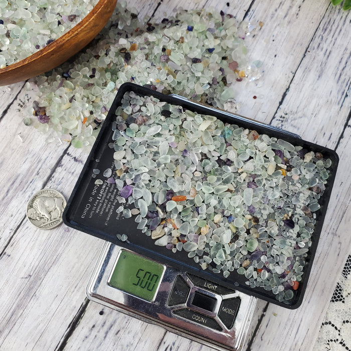 Green Fluorite Chips, 50 gram bags