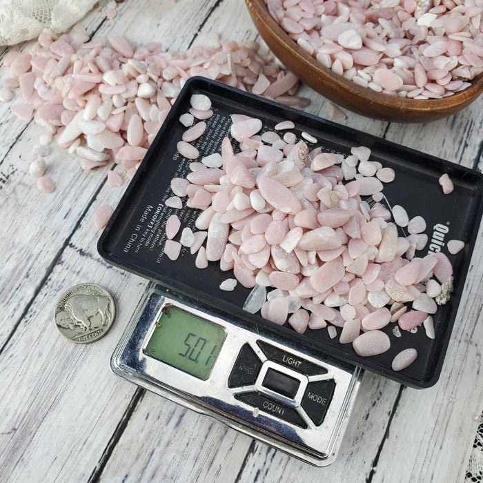 Pink Opal Chips, 50 gram bags