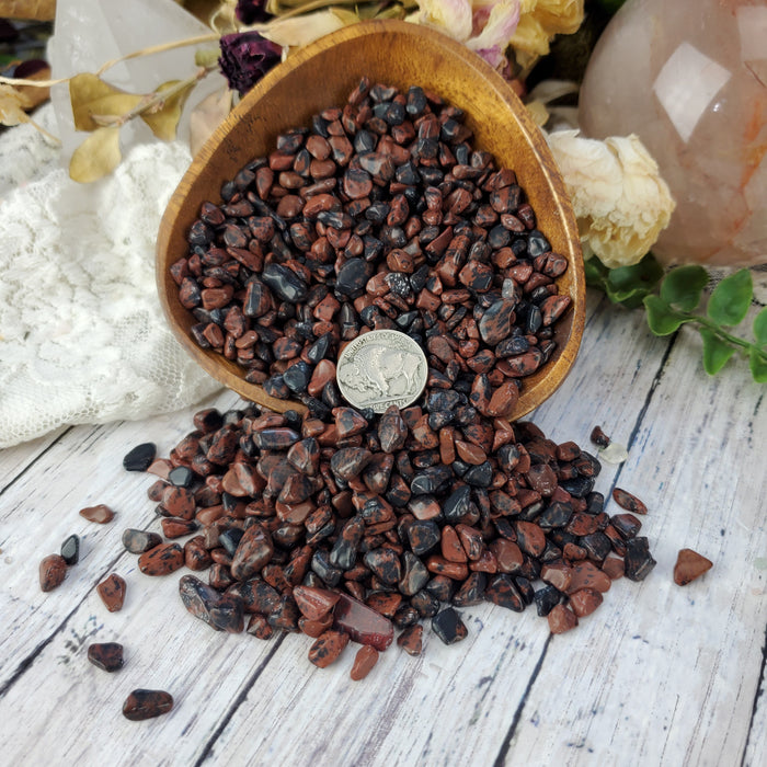 Mahogany Obsidian Chips, 50 gram bags