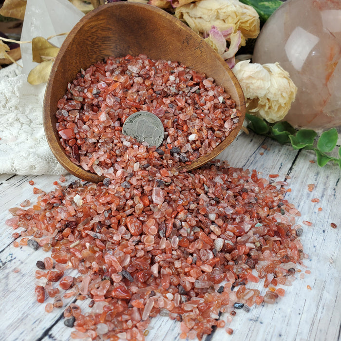 Carnelian Chips, 50 gram bags