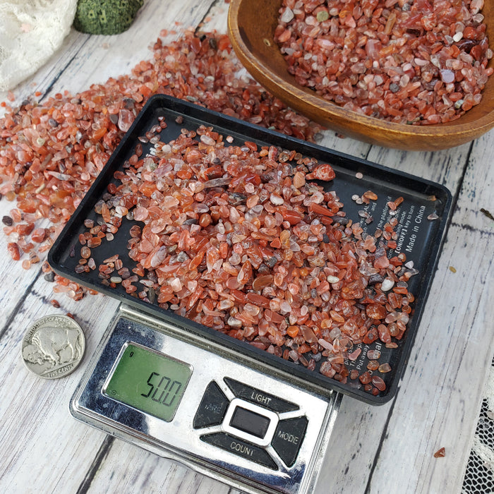 Carnelian Chips, 50 gram bags