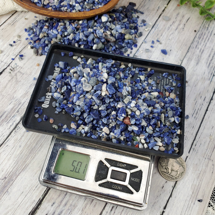 Sodalite Chips, 50 gram bags