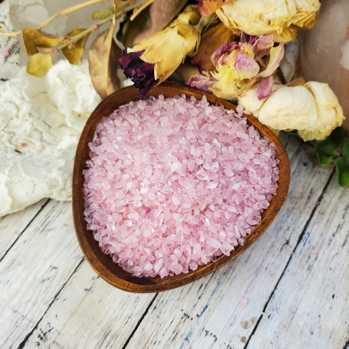 Rose Quartz Chips, 50 gram bags